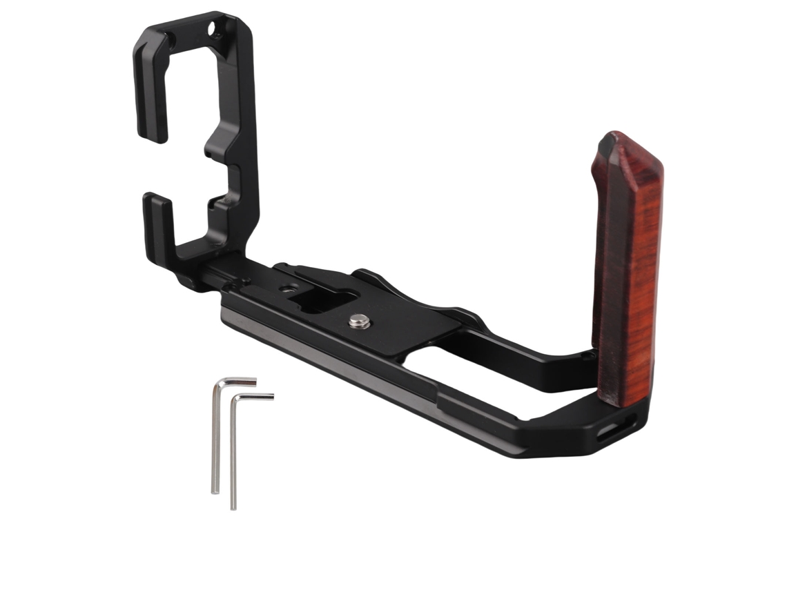 Grip En Forma De L Para Cámara Con Cold Shoe Mount Placa De Liberación Rápida Aluminio Madera Para Xt5 Negro