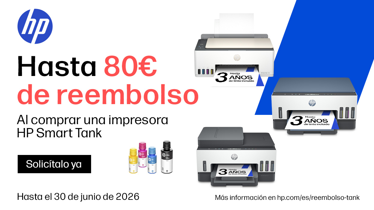 HP Smart Tank te devuelve dinero. Hasta 80€ de reembolso