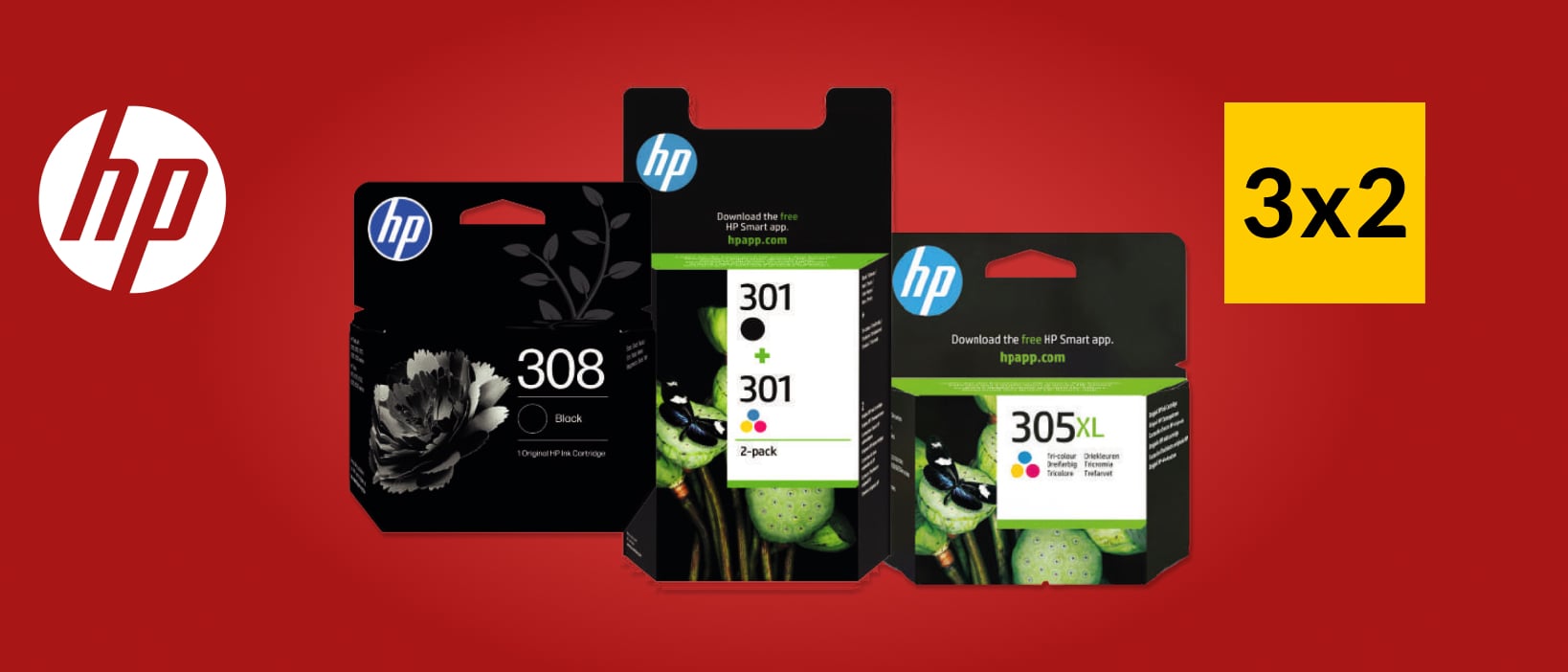 3x2 en TODOS los cartuchos de tinda HP